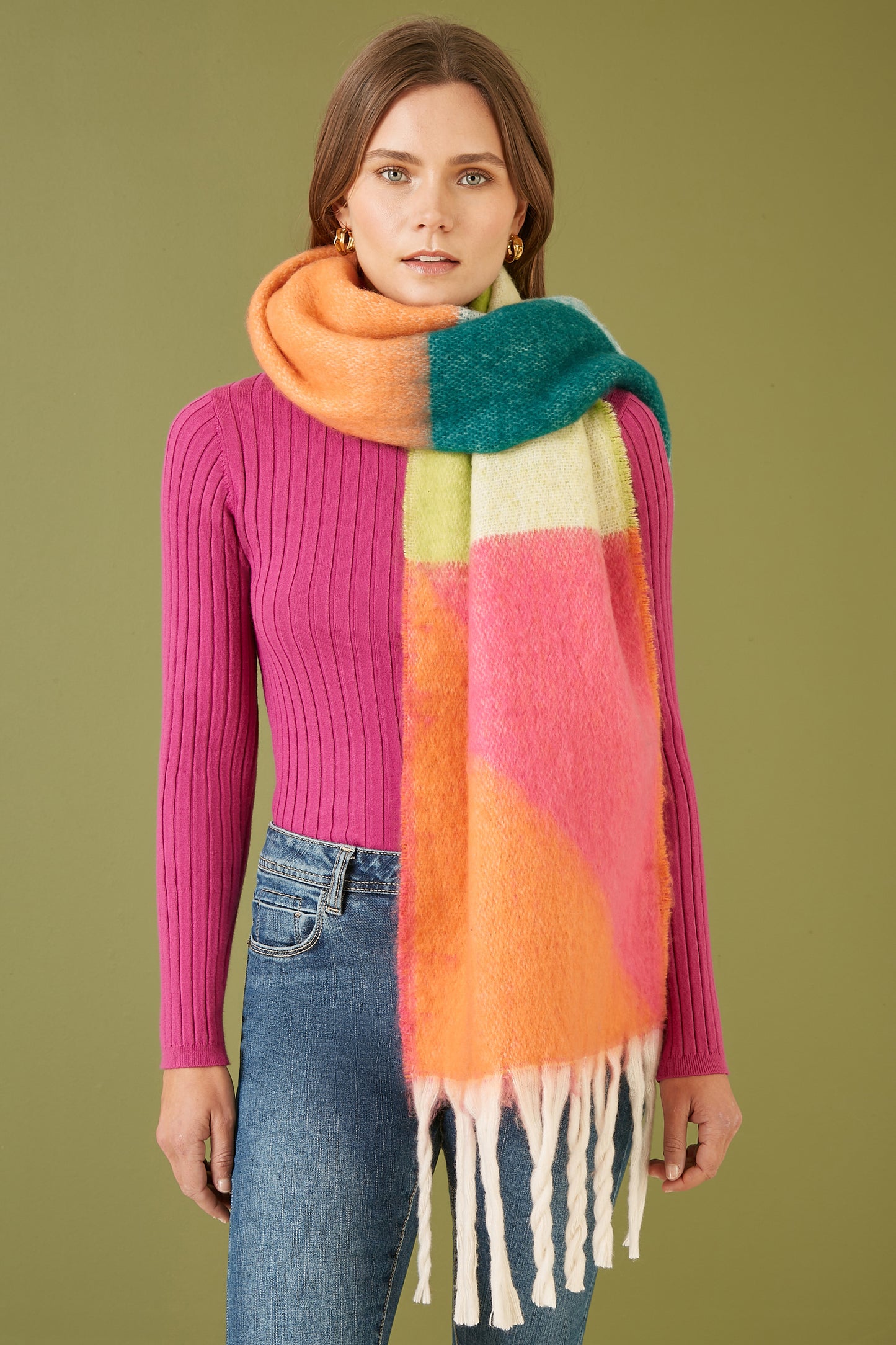 Yumi Multicolour Oversize Fluffy Scarf Yumi