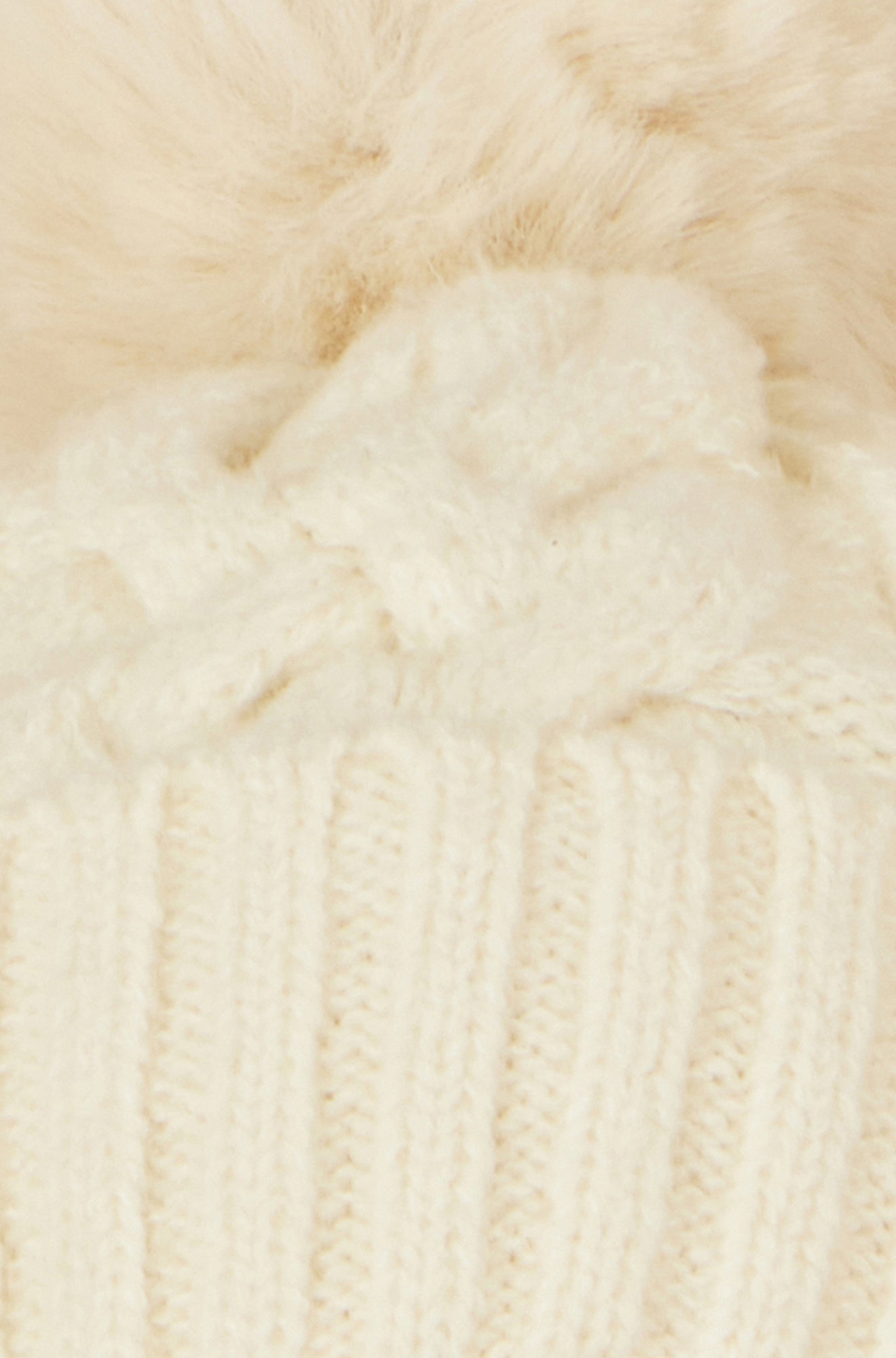 Yumi White Cable Knit Bobble Hat ACC HATS Yumi