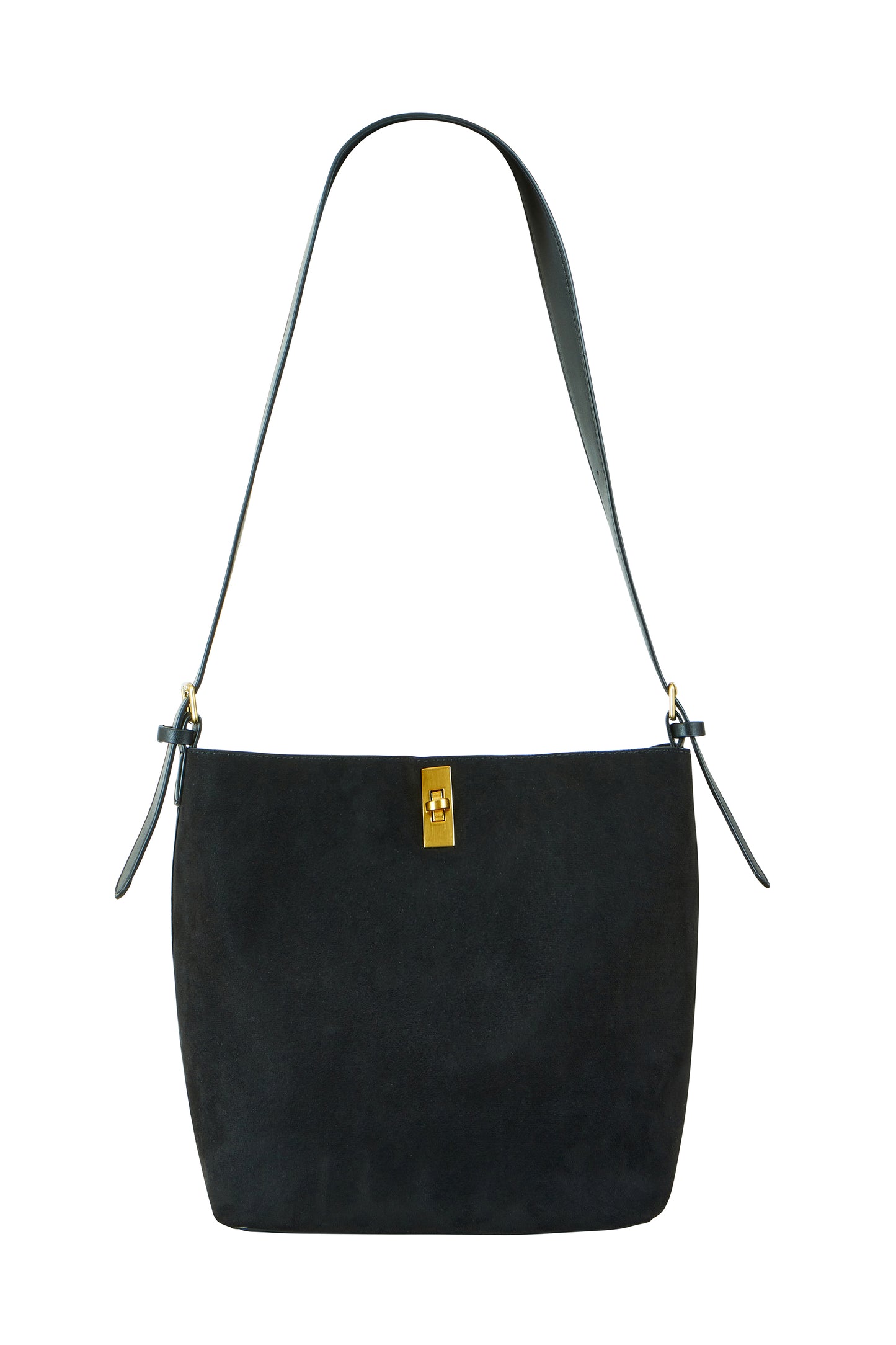 Yumi Black Faux Suede Bag With Inside Pouch ACC BAGS Yumi