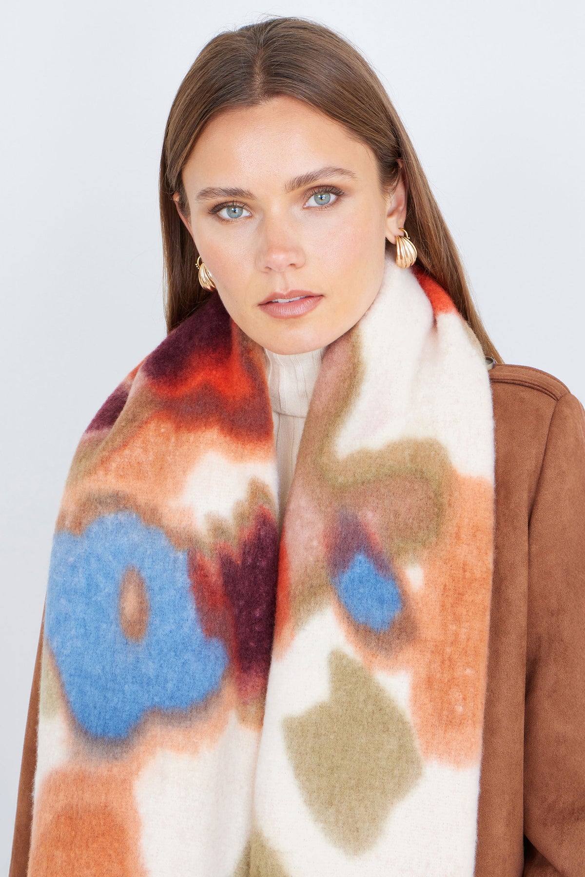 Yumi Multi Colour Swirl Fluffy Scarf ACC SCARF Yumi