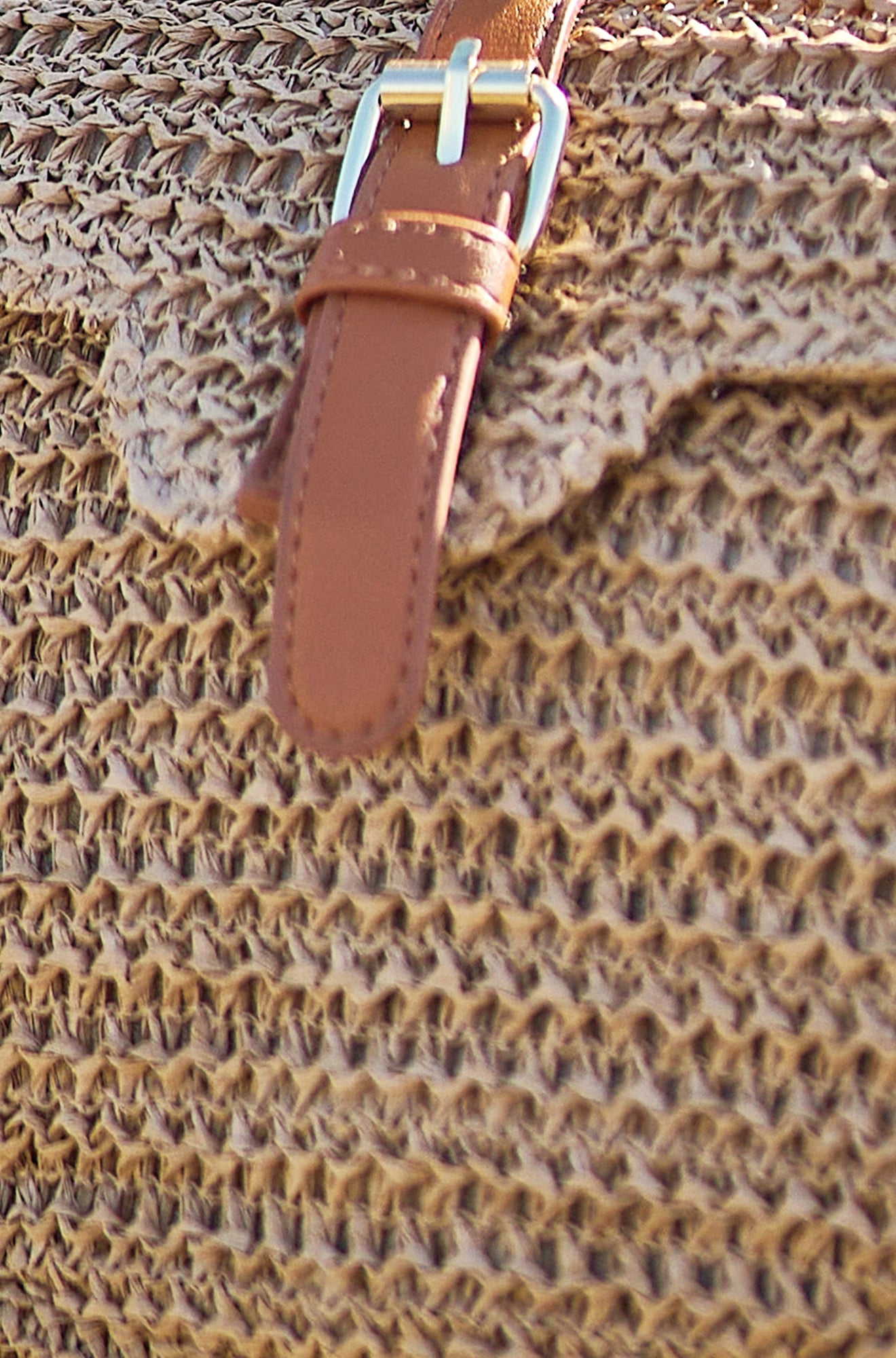 Yumi Brown Woven Rattan Handbag With Buckle ACC BAGS Yumi