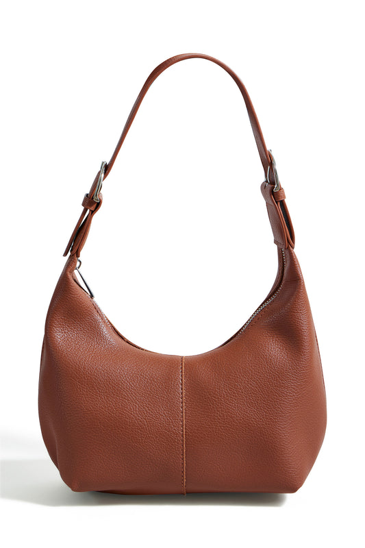 Yumi Brown Shoulder Scoop Bag With Buckle ACC BAGS Yumi