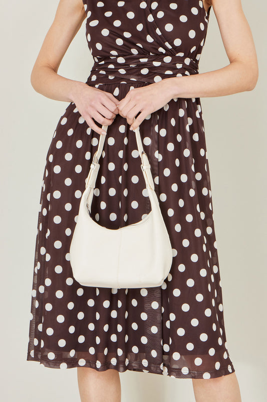 Yumi Ivory Shoulder Scoop Bag With Buckle ACC BAGS Yumi