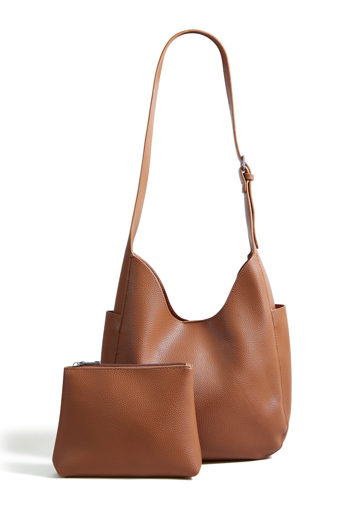 Yumi Brown Shoulder Bag With Detachable Inside Purse ACC BAGS Yumi