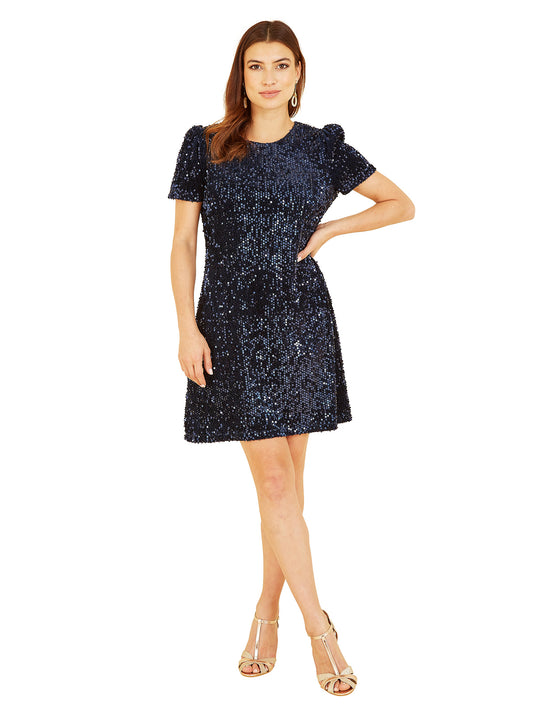 Mela Navy Sequin Tunic Dress Yumi