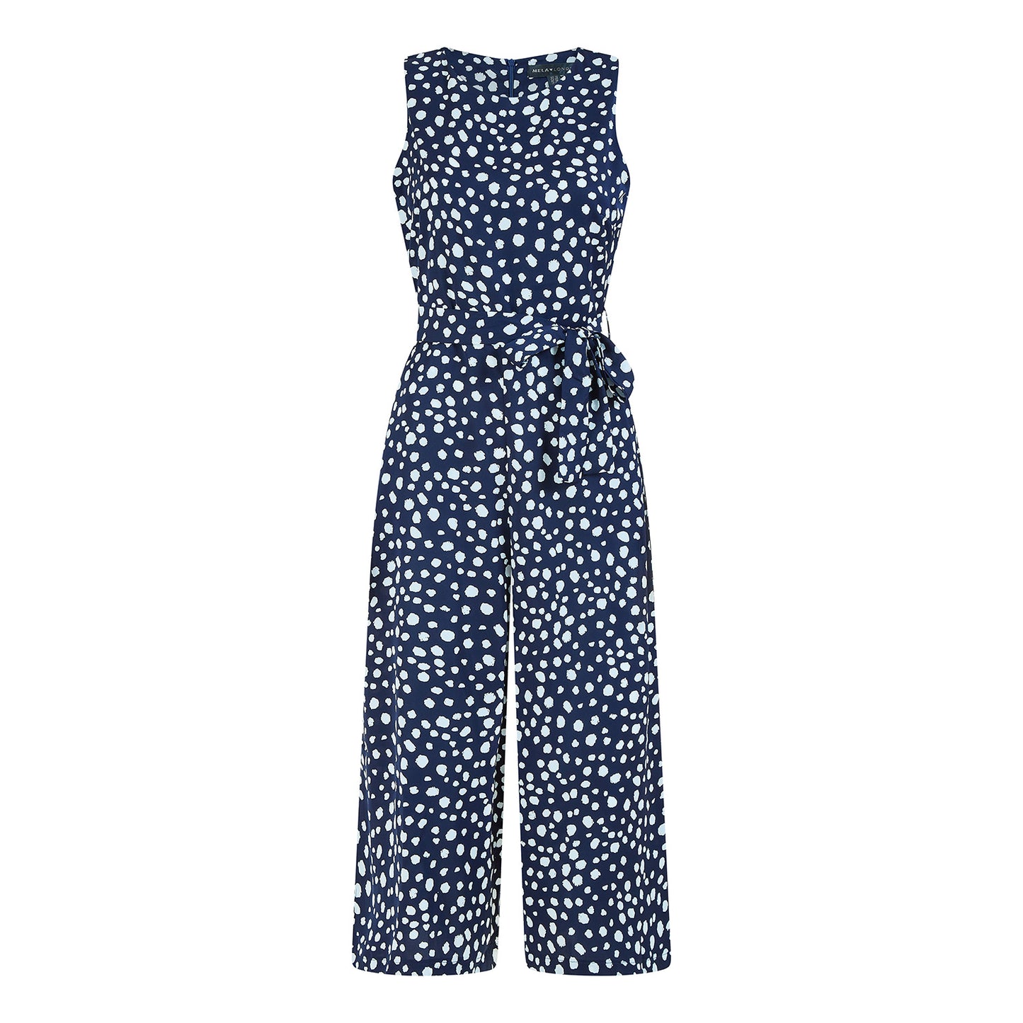 Mela Navy Blotch Print Culotte Jumpsuit Mela
