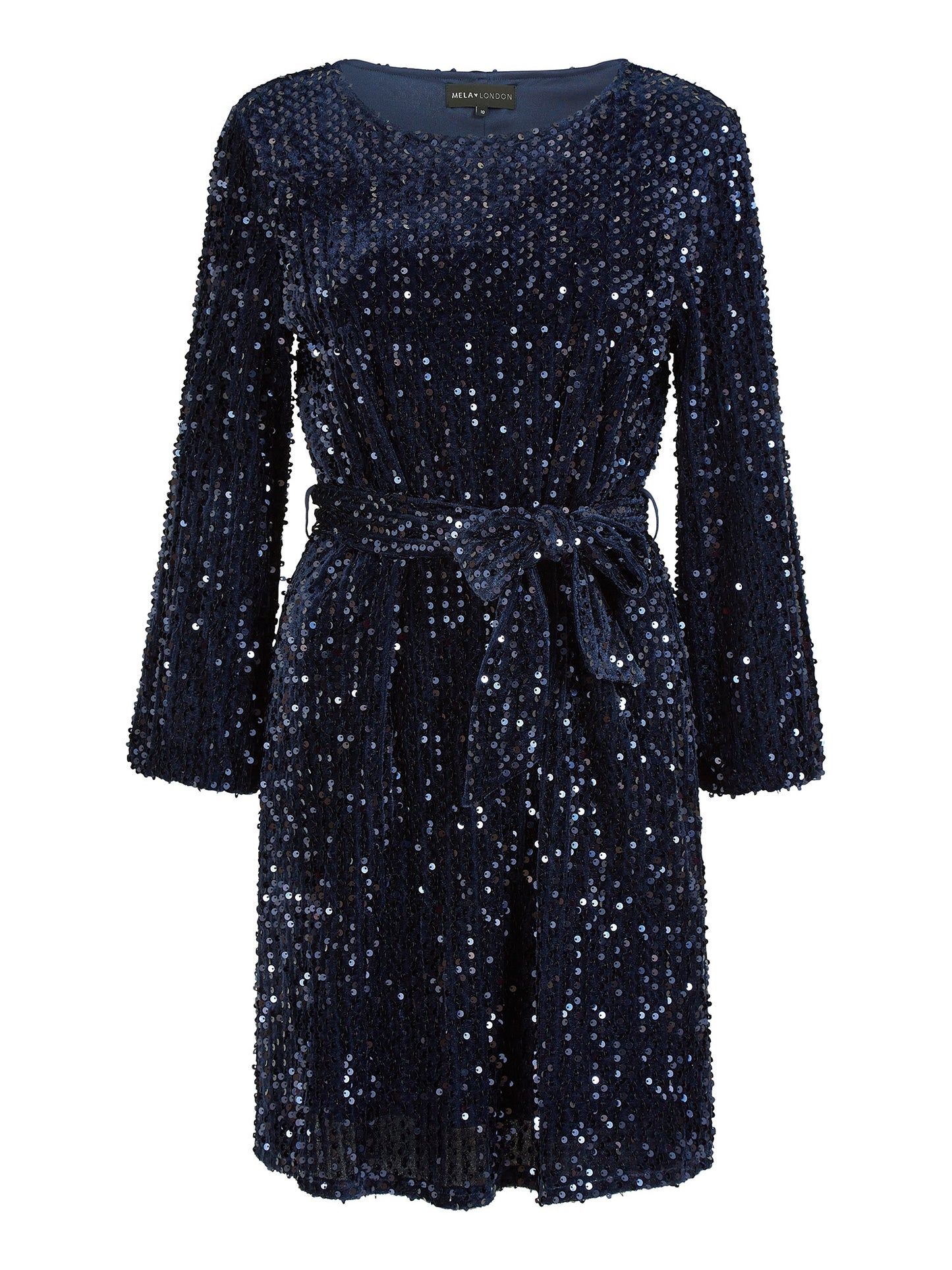Mela Navy Sequin Smock Dress Mela