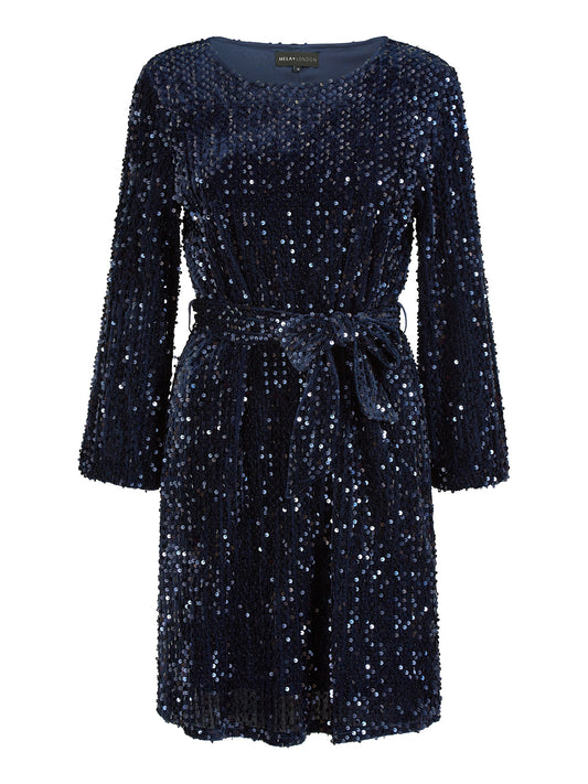 Mela Navy Sequin Smock Dress Mela