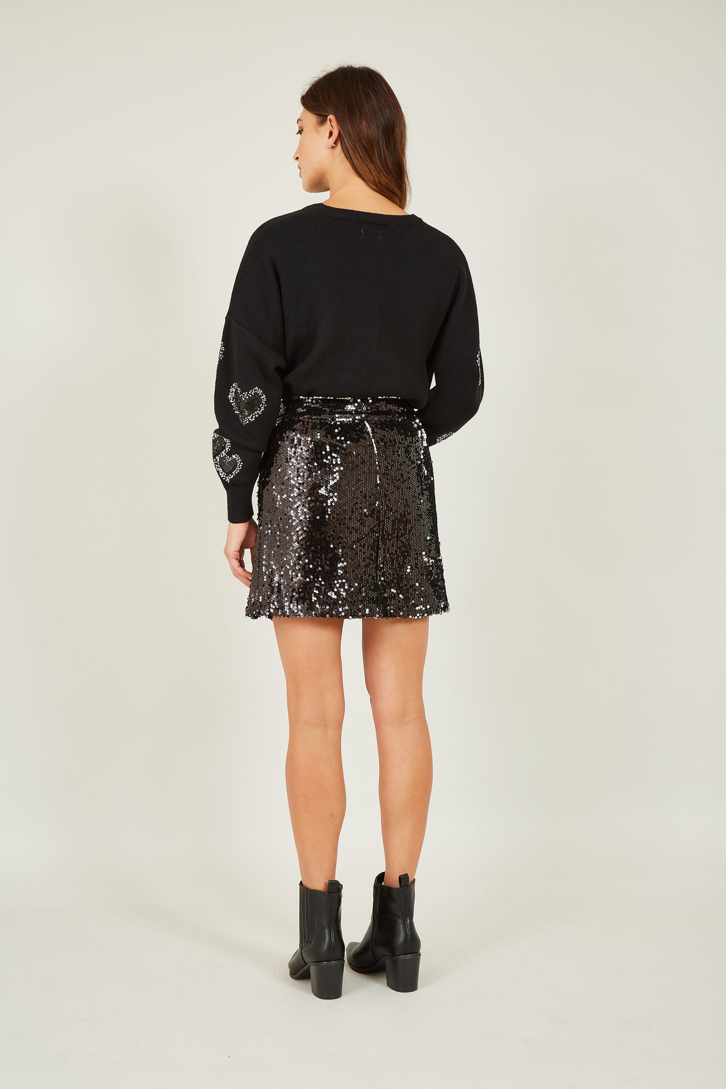 Yumi Black Sequin Mini Skirt Skirts Yumi