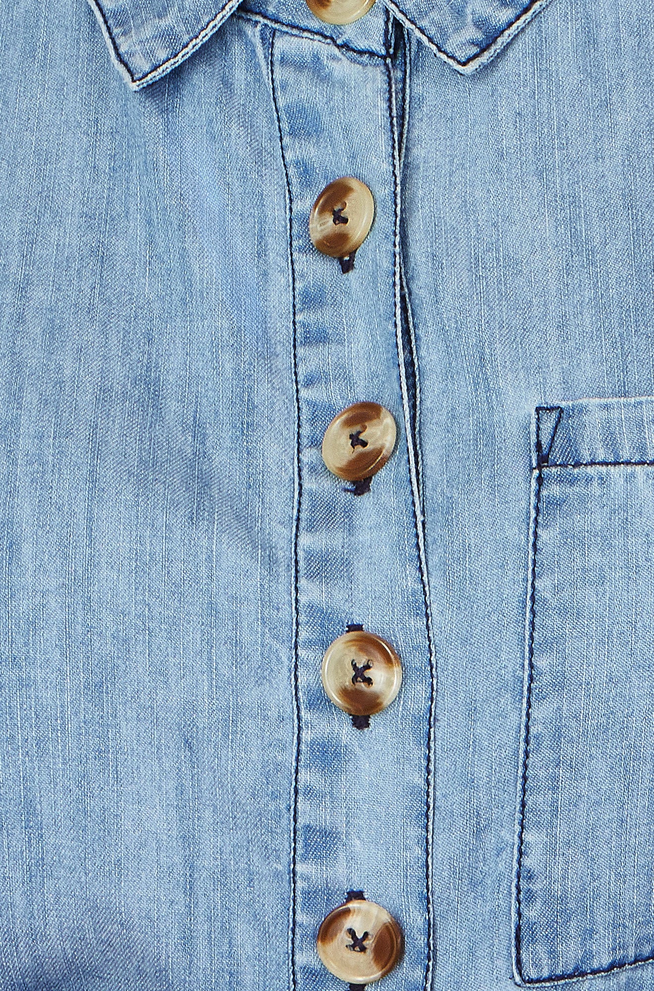 Yumi Blue Chambray Light Denim Button Jumpsuit JUMPSUIT Yumi