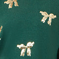 Yumi Green Sequin All Over Applique Bow Knitted Jumper Knit Xmas Jumper Yumi