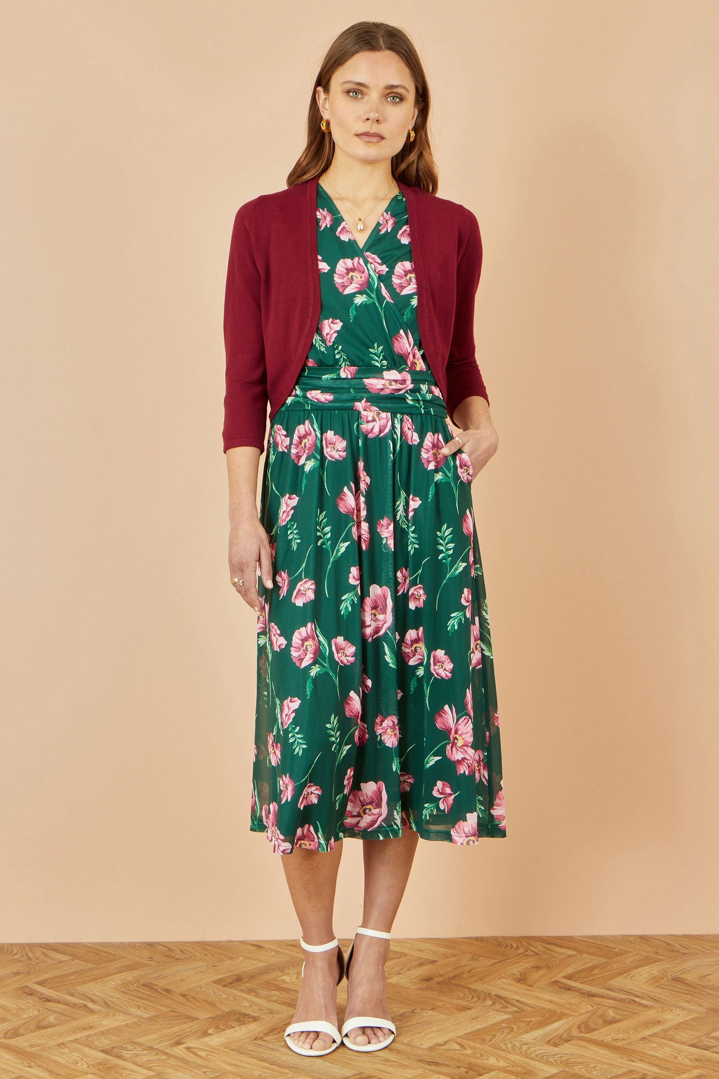 Yumi Burgundy Knitted Bolero Knit Cardigan Yumi