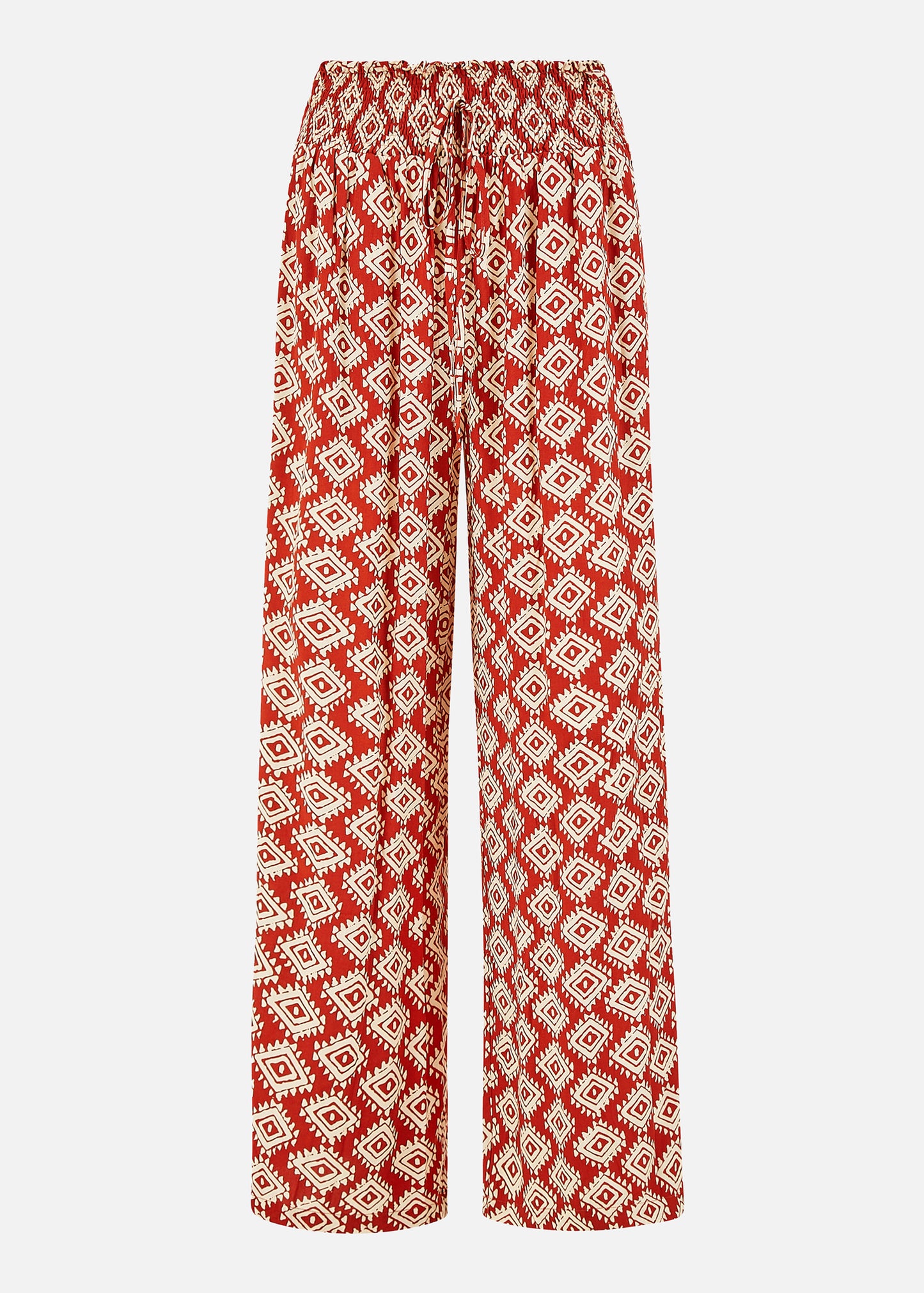 Yumi Red Geo Print Relaxed Fit Trousers TROUSER Yumi