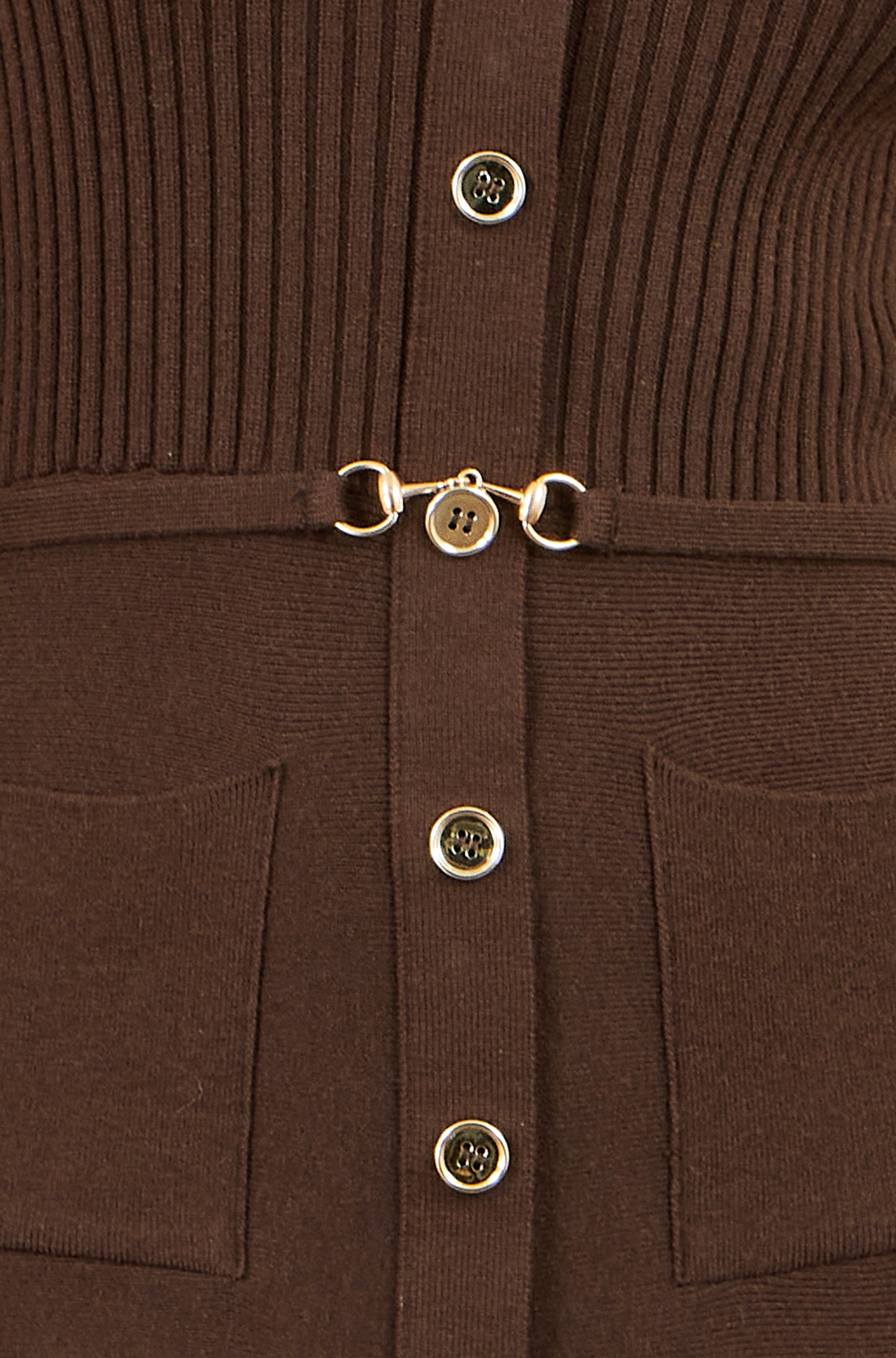 Yumi Brown Rib Knit Midi Shirt Dress With Snaffle Belt Knit Dress Yumi