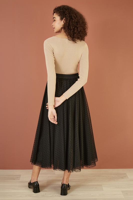 Yumi Gold Metallic Knitted Ribbed Top Yumi