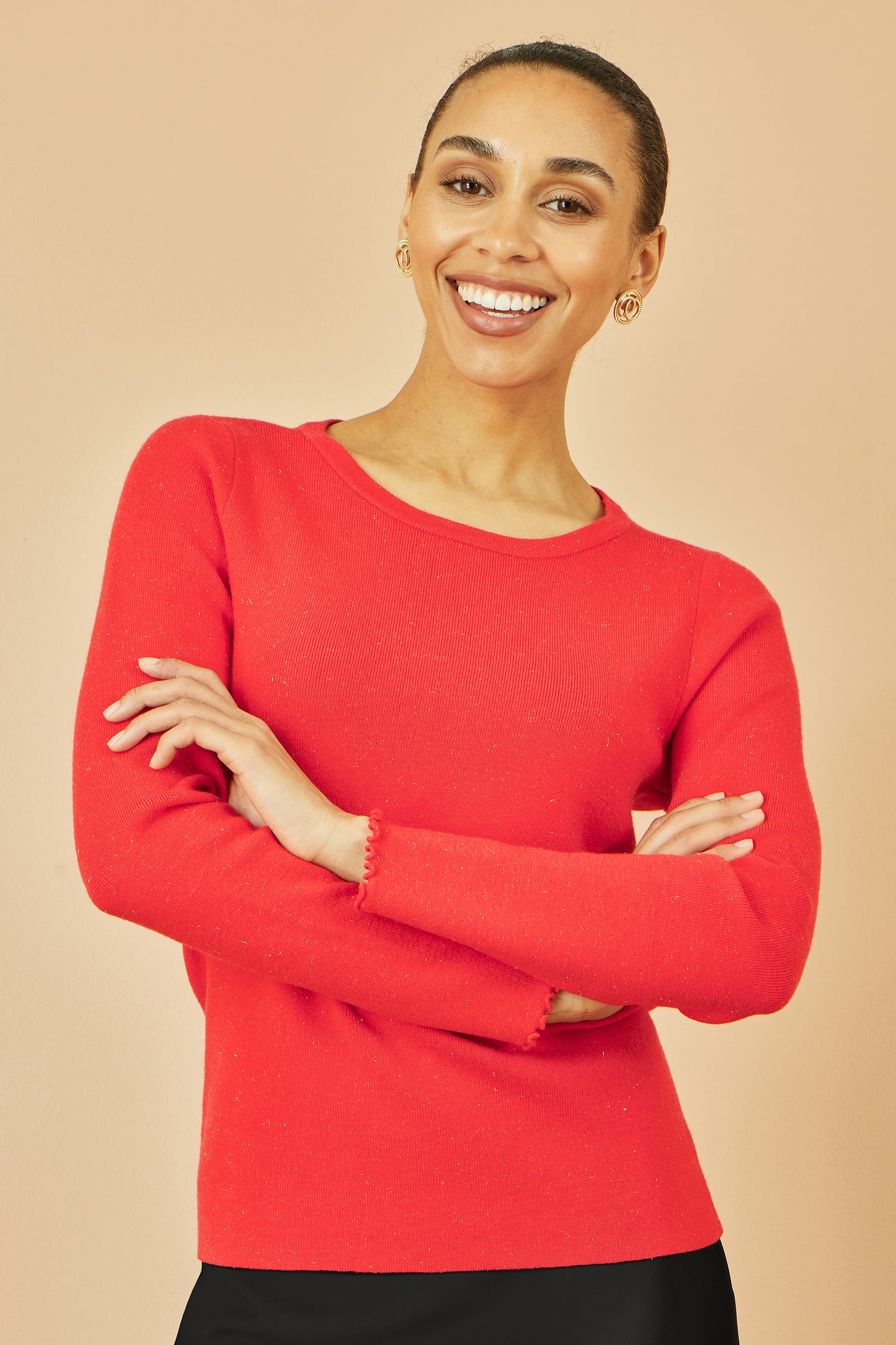Yumi Red Sparkle Knit Jumper