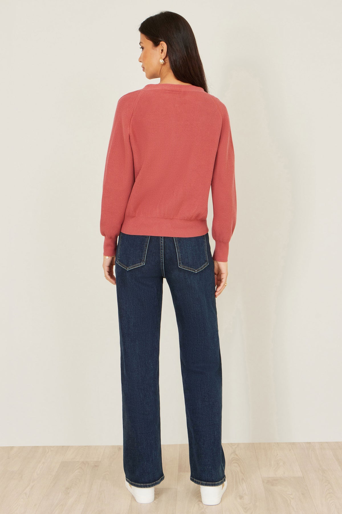 Yumi Rose Pink Relaxed Fit Cardigan With Stitch Detail Knit Cardigan Yumi