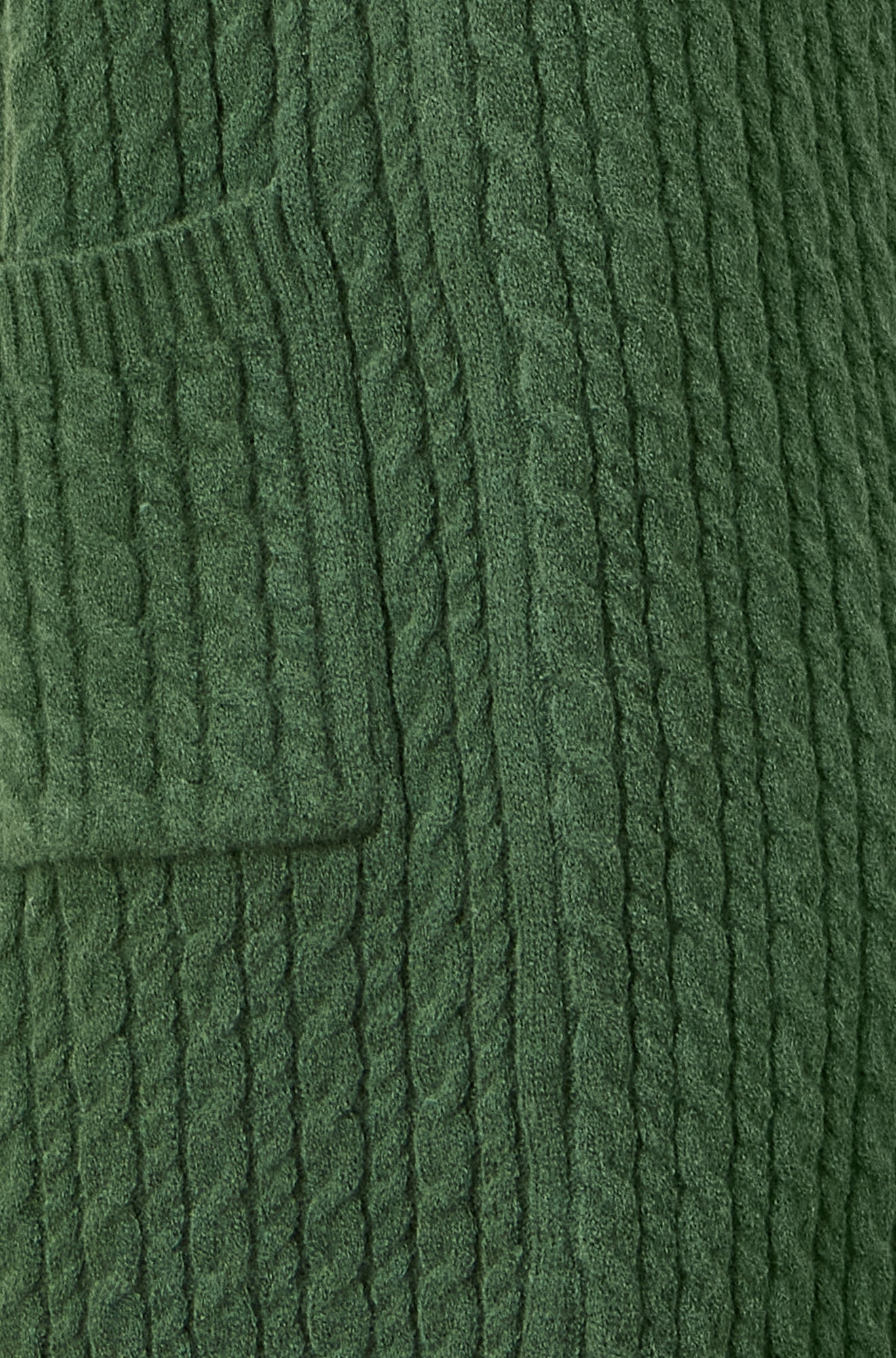 Yumi Green Cable Knit Edge to Edge Long Cardigan With Pockets Knit Cardigan Yumi