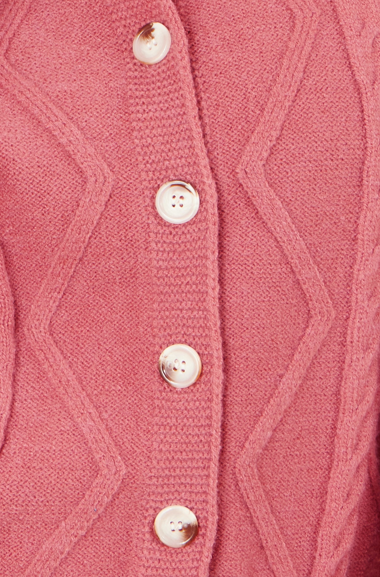 Yumi Pink Relaxed Fit Cable Cardigan Knit Cardigan Yumi