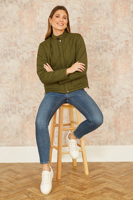 Yumi Green Short Quilted Jacket JACKET Yumi