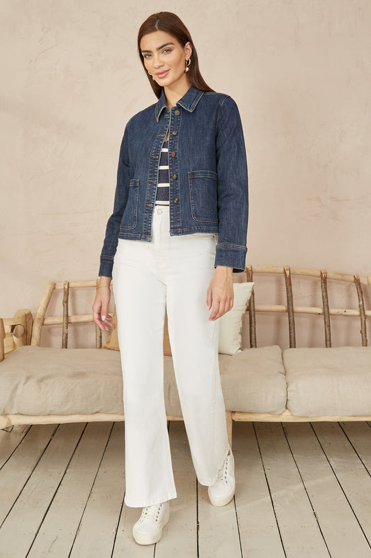 Yumi Blue Denim Jacket With Patch Pockets JACKET Yumi