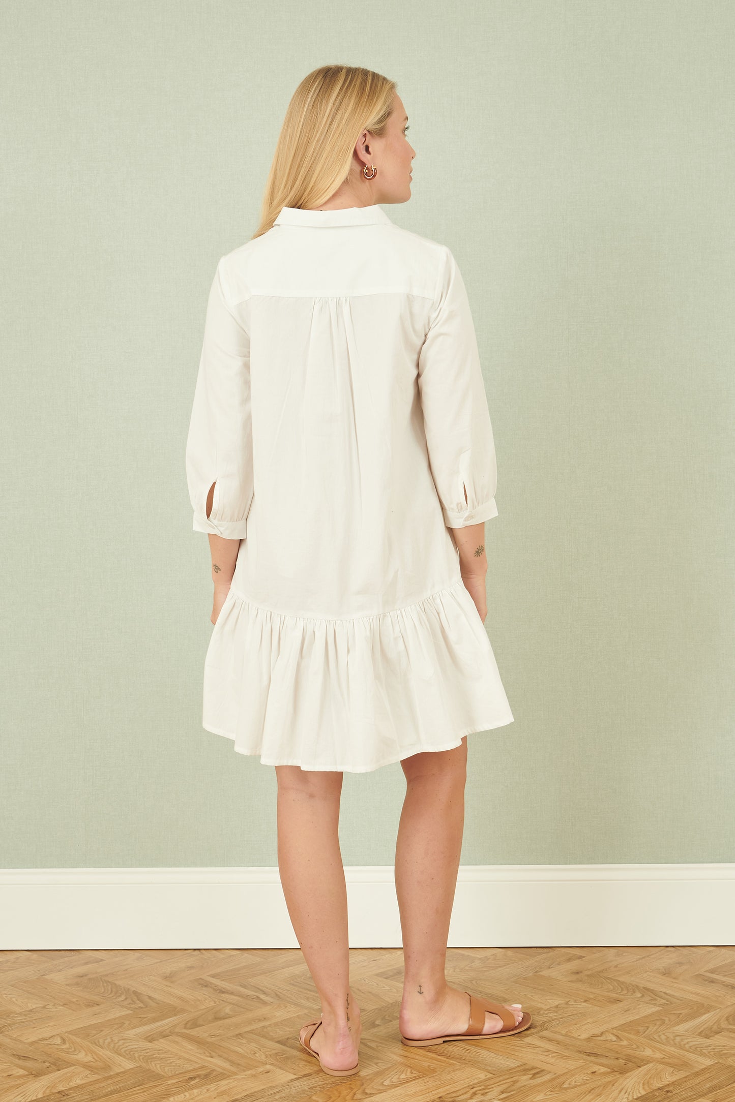 Yumi White Cotton Flower Tunic Dress Beachwear Yumi