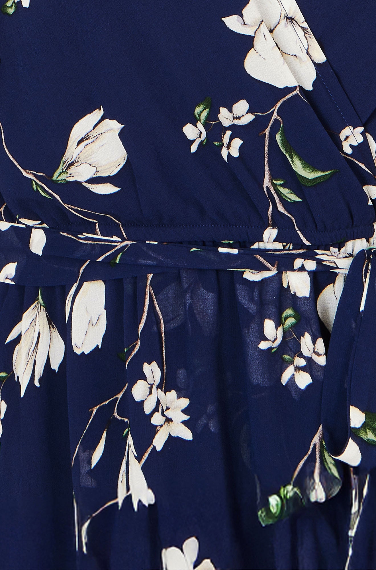 Yumi Navy Floral Wrap Midi Dress With Frill Hem Dress Occasion Yumi