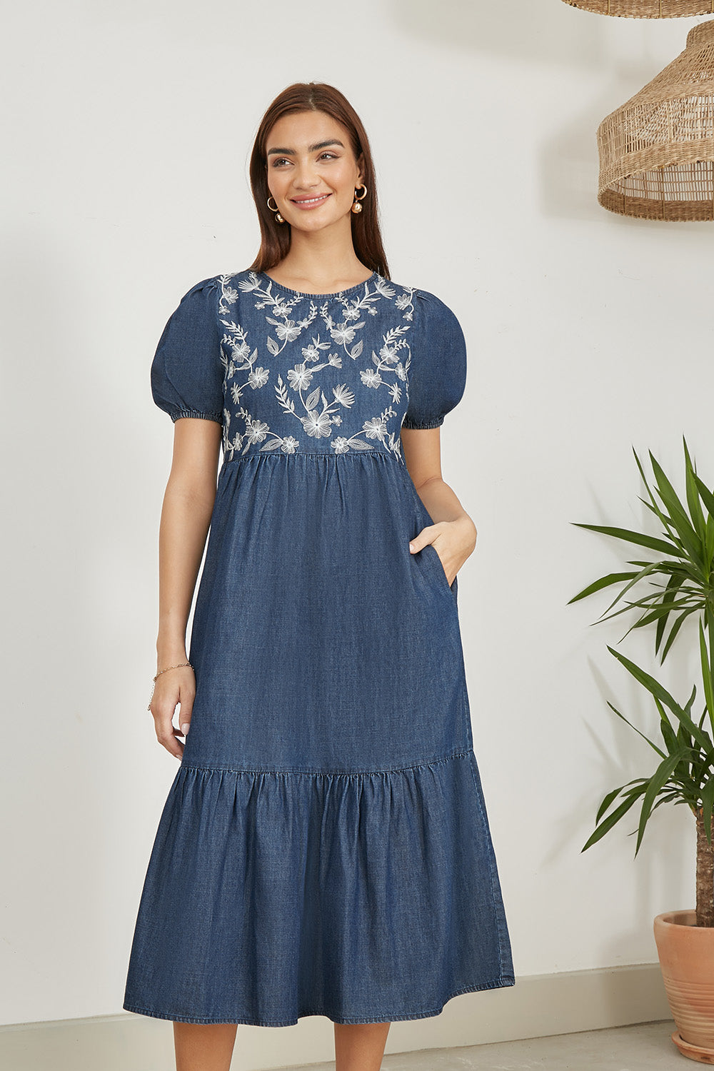 white christmas dresses Undress Edith Denim Midi Dress in Blue main image 1