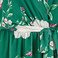 Yumi Green Bird and Floral Print Midi Wrap Dress Occasionwear Yumi