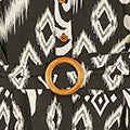 Yumi Black Abstract Geo Print Relaxed Midi Shirt Dress With Belt DRES Day Yumi