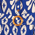 Yumi Blue Abstract Geo Print Relaxed Midi Shirt Dress With Belt DRESS Yumi
