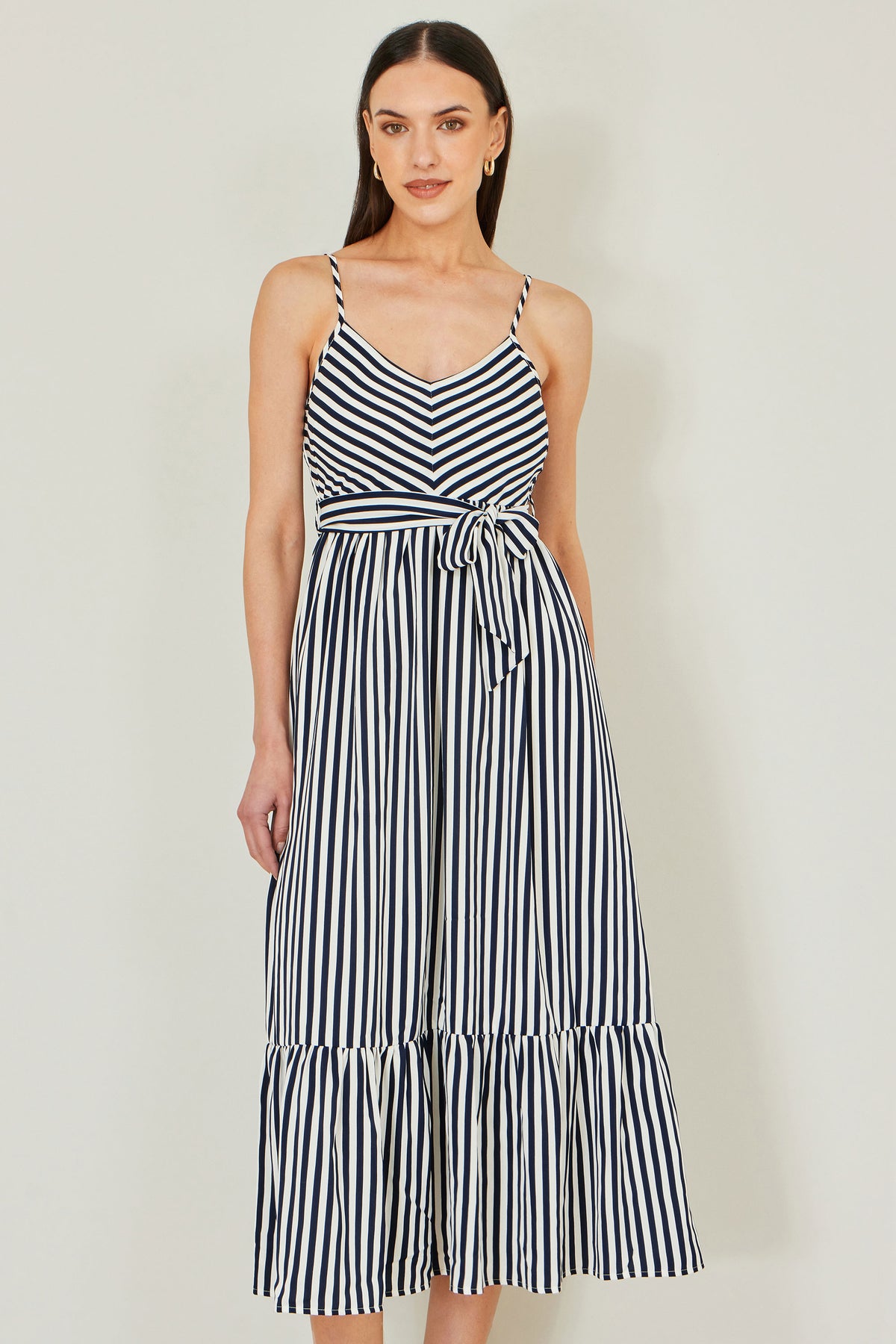 Yumi Navy Stripe Midi Sun Dress Beachwear Yumi