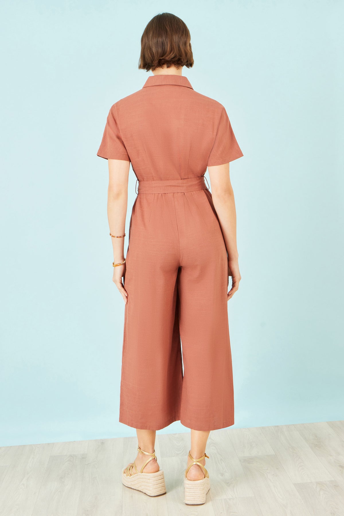 Yumi Brown Utility Relaxed Jumpsuit JUMPSUIT Yumi
