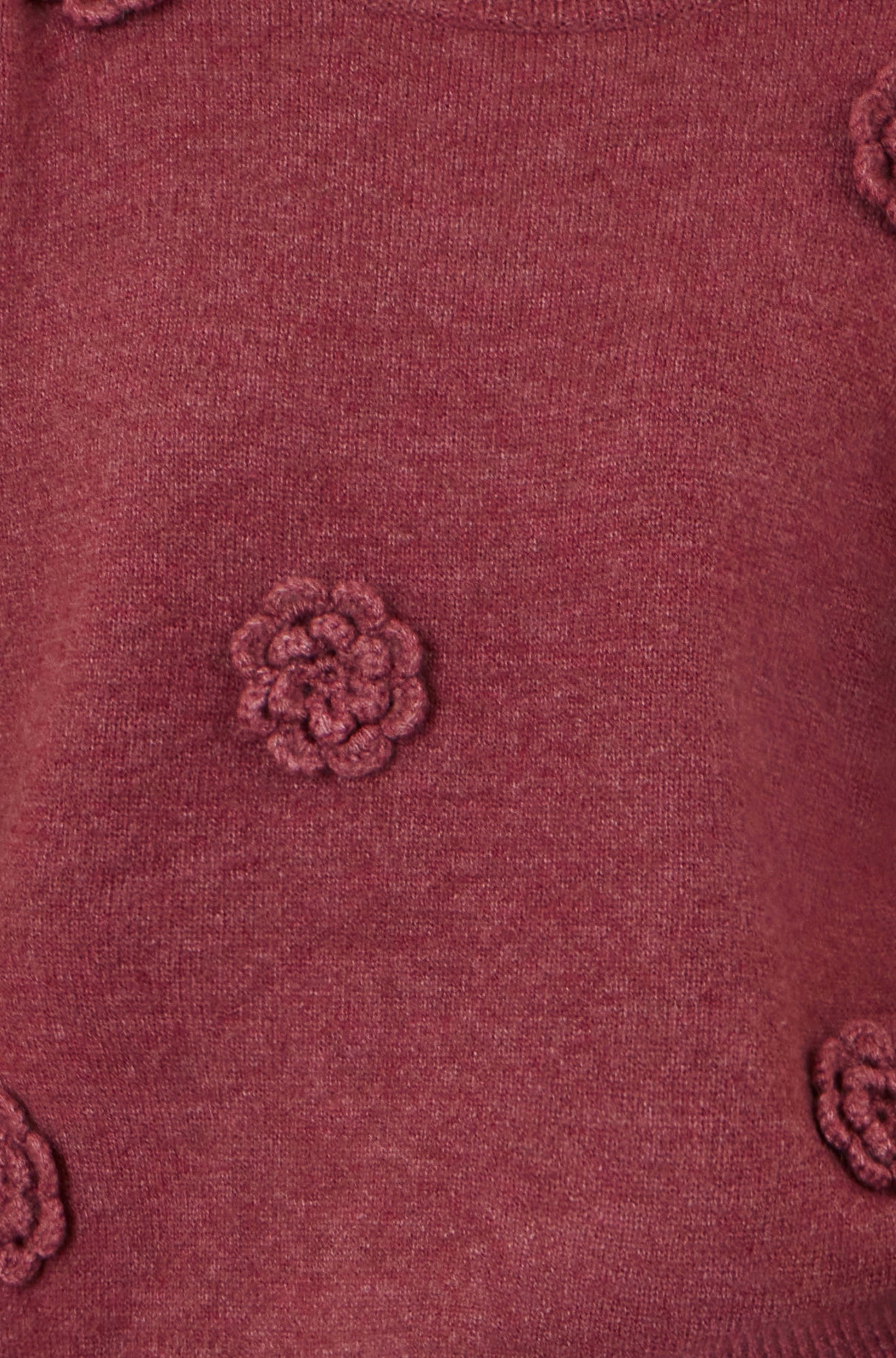 Yumi Burgundy Knitted Jumper With Crochet Flowers Knit Jumper Yumi