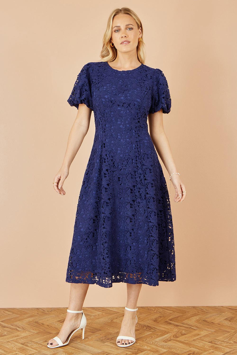 midi skater dress uk Yumi Navy Lace Size:Father 2XL pleat details campaign_mon-cheri Off The Shoulder Mix