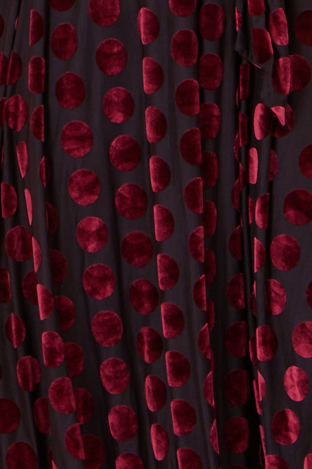 Yumi Burgundy Velour Spot Midi Skater Dress Dress Party Yumi