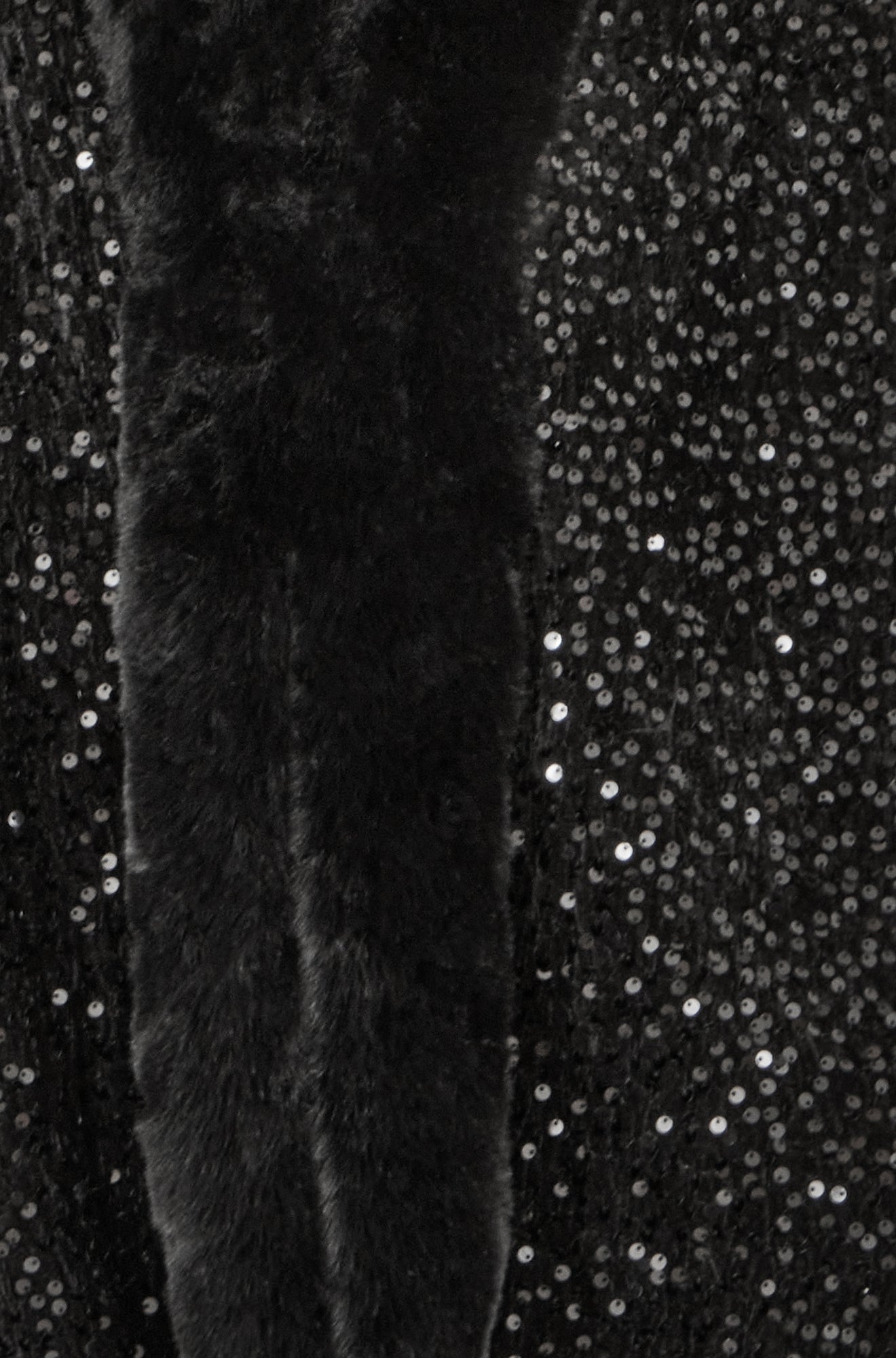 Yumi Black Sequin Cape with Faux Fur Trim and Lining CAPE Yumi