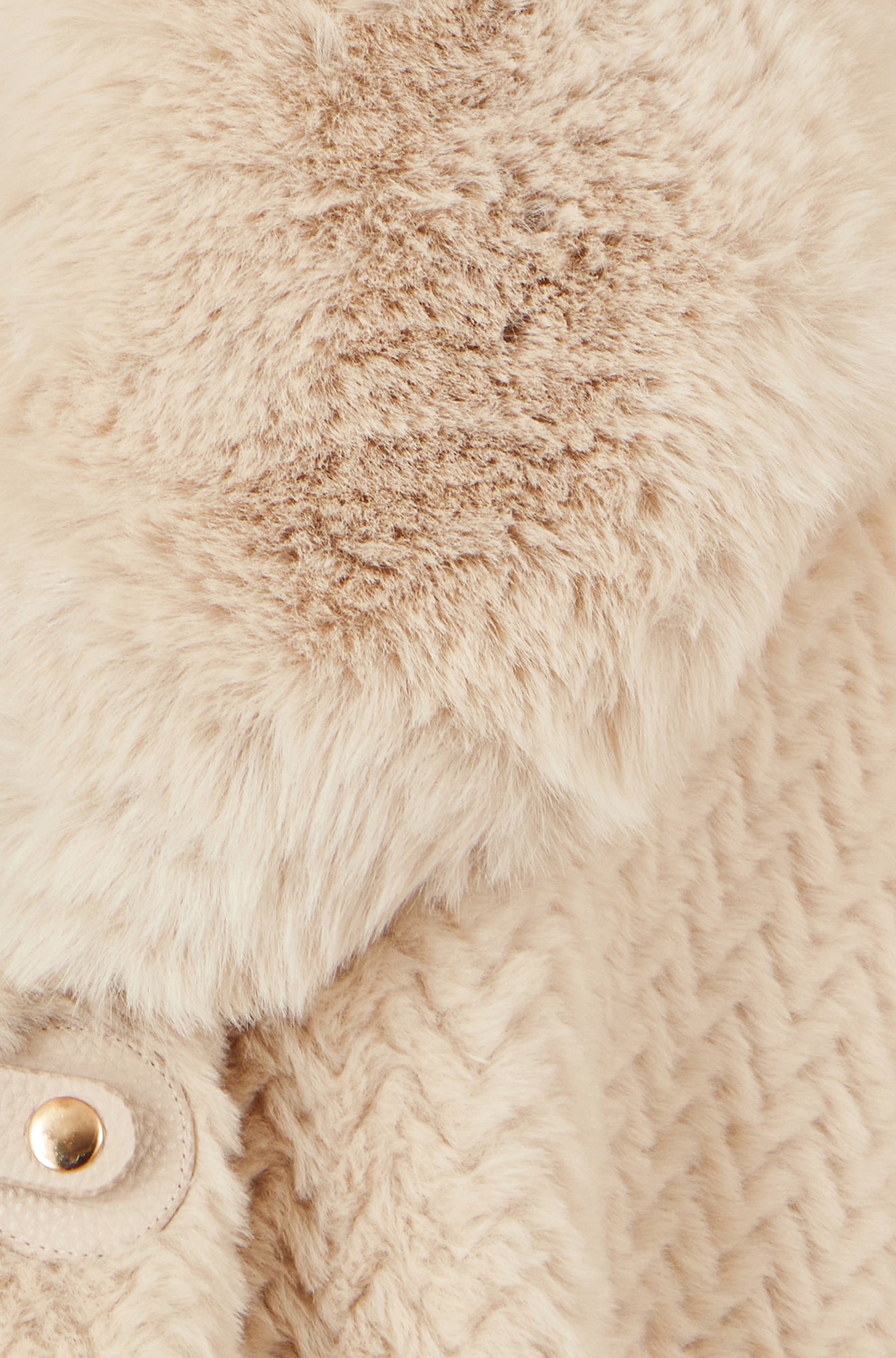 Yumi Beige Textured Fur Lined Cape CAPE Yumi