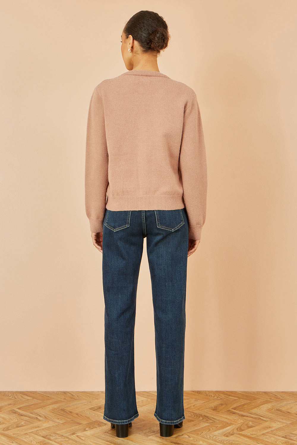 Yumi Brown Floral Embroidered Relaxed Fit Cardigan Knit Cardigan Yumi