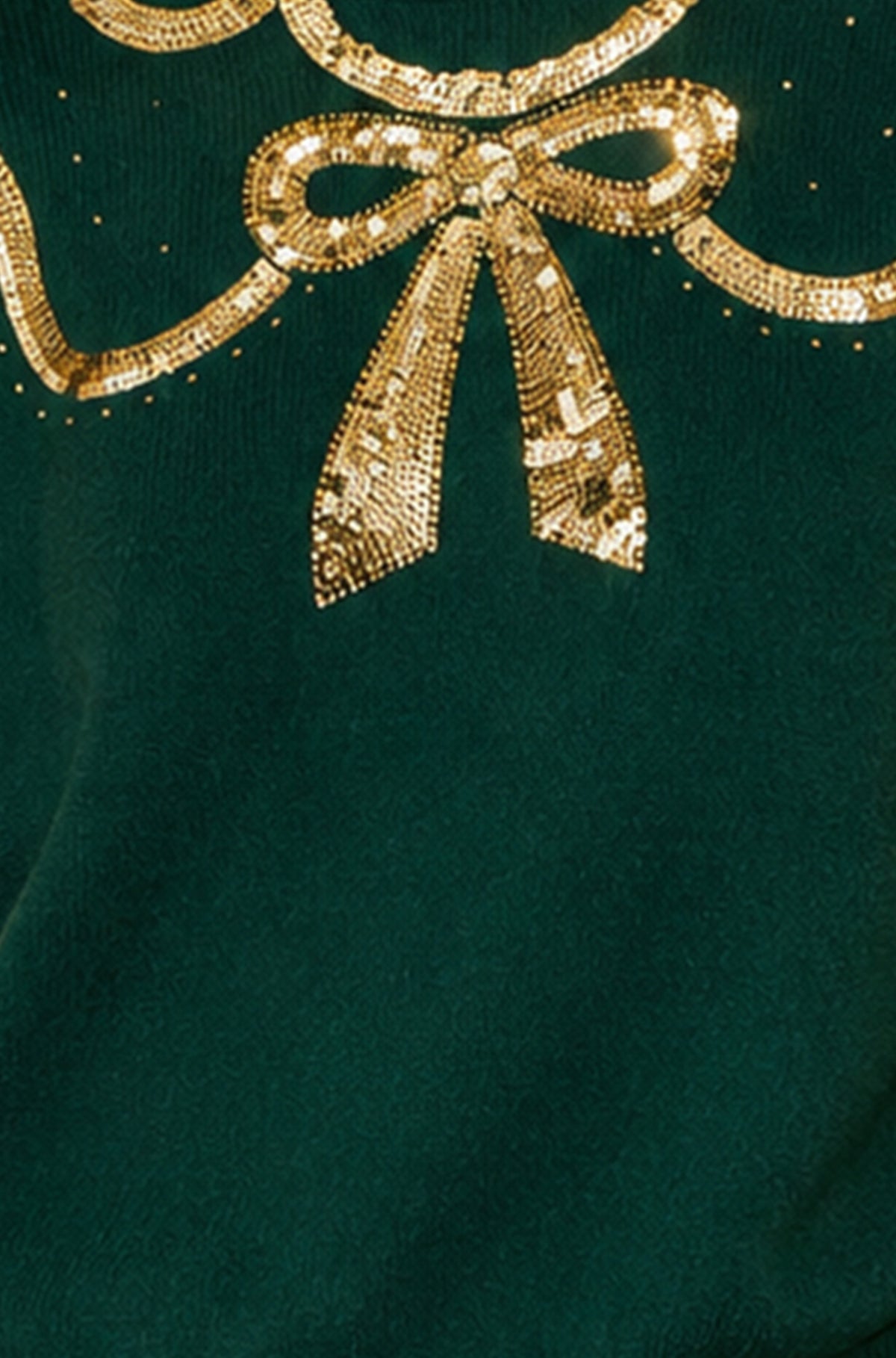 Yumi Green Sequinned Bow Neckline Jumper Knit Xmas Jumper Yumi
