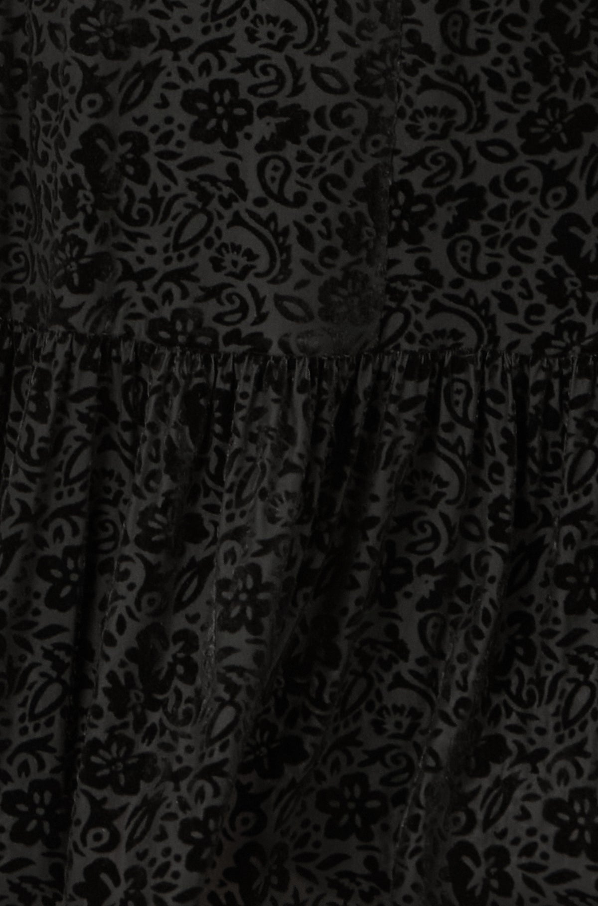 Yumi Black Floral Velour Velvet Twist Waist Midi Dress Dress Party Yumi