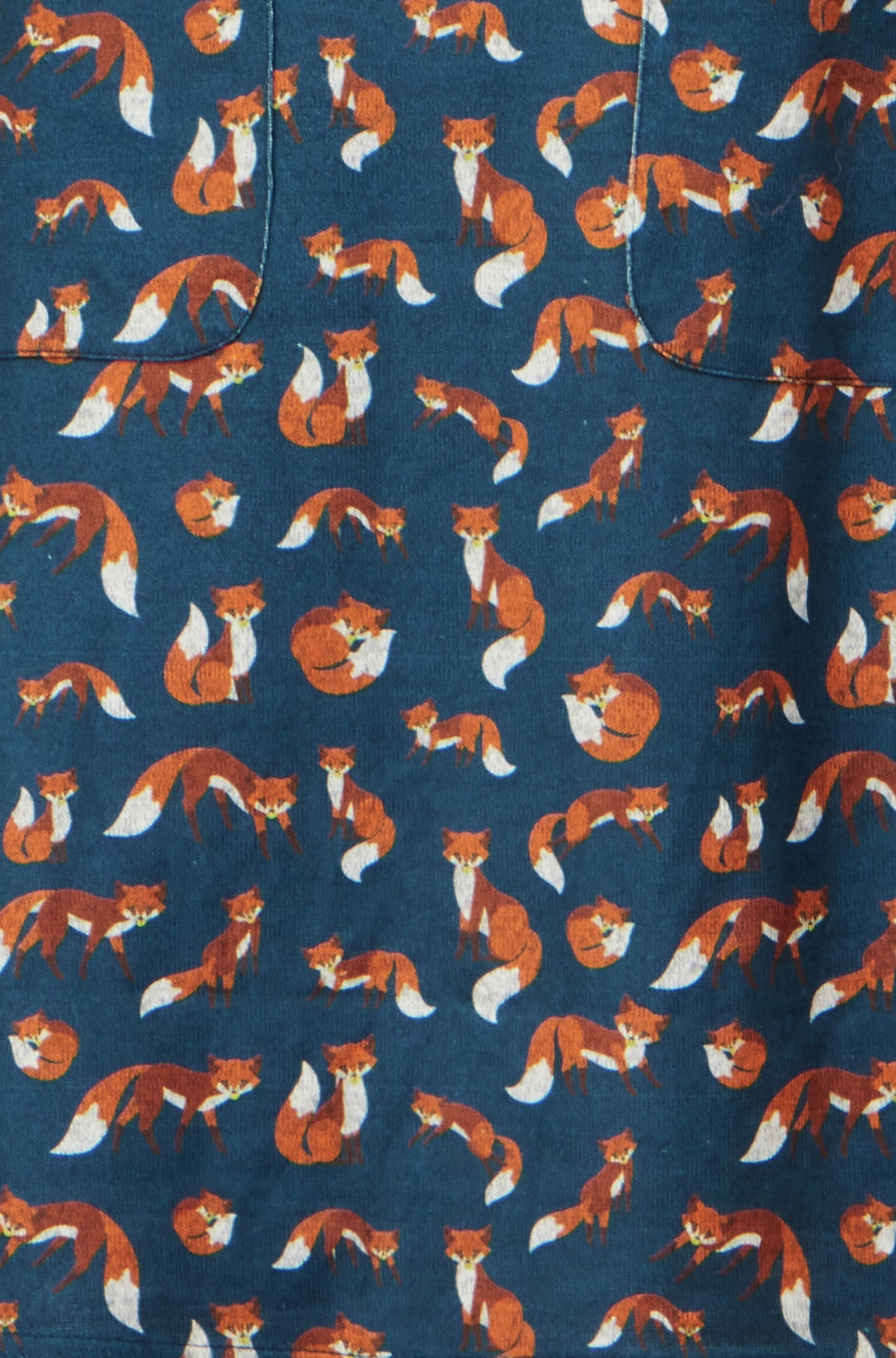 Yumi Navy Fox Long Sleeve Layered Tunic Dress With Front Pocket Dress Casual Yumi