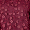 Yumi Burgundy Sheer Sleeve Applique Flower Top Top Yumi