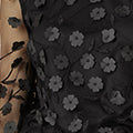 Yumi Black Sheer Sleeve Applique Flower Top Top Yumi