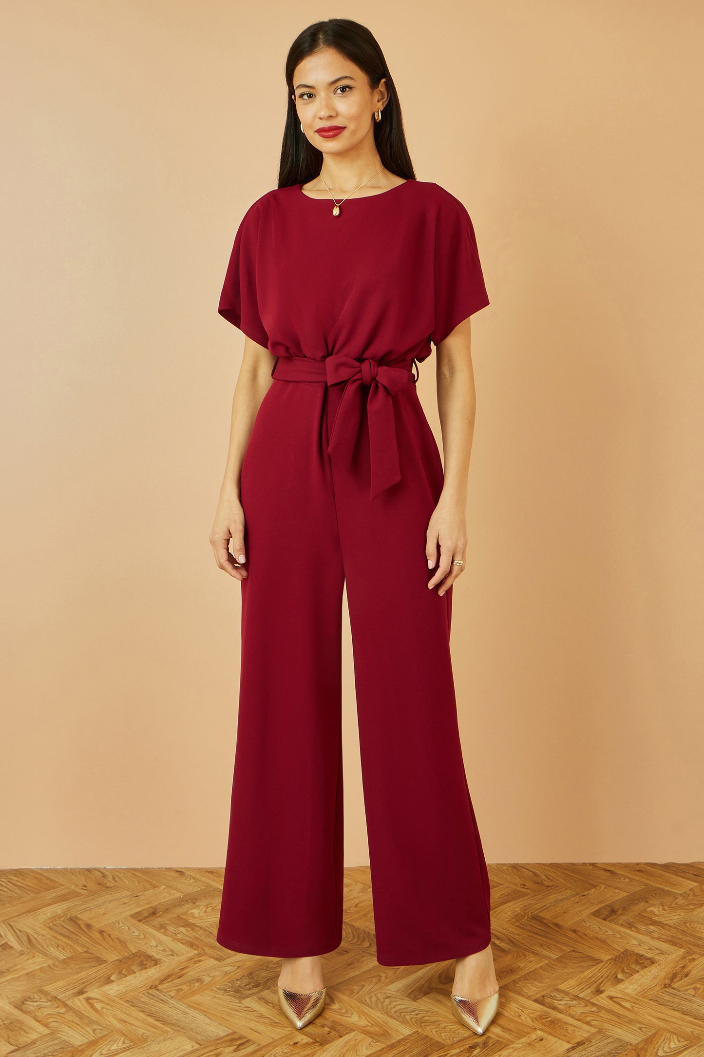 Yumi Burgundy Batwing Stretch Jumpsuit JUMPSUIT Yumi