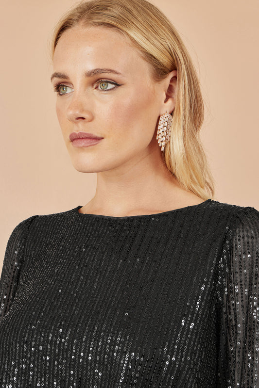 Yumi Black Sequin And Velvet Mini Dress Dress Party Yumi