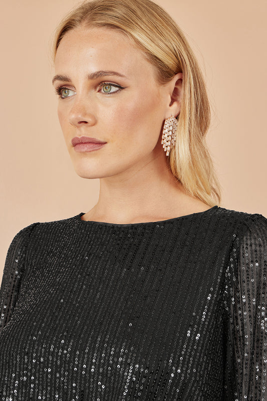 Yumi Black Sequin And Velvet Mini Dress Dress Party Yumi