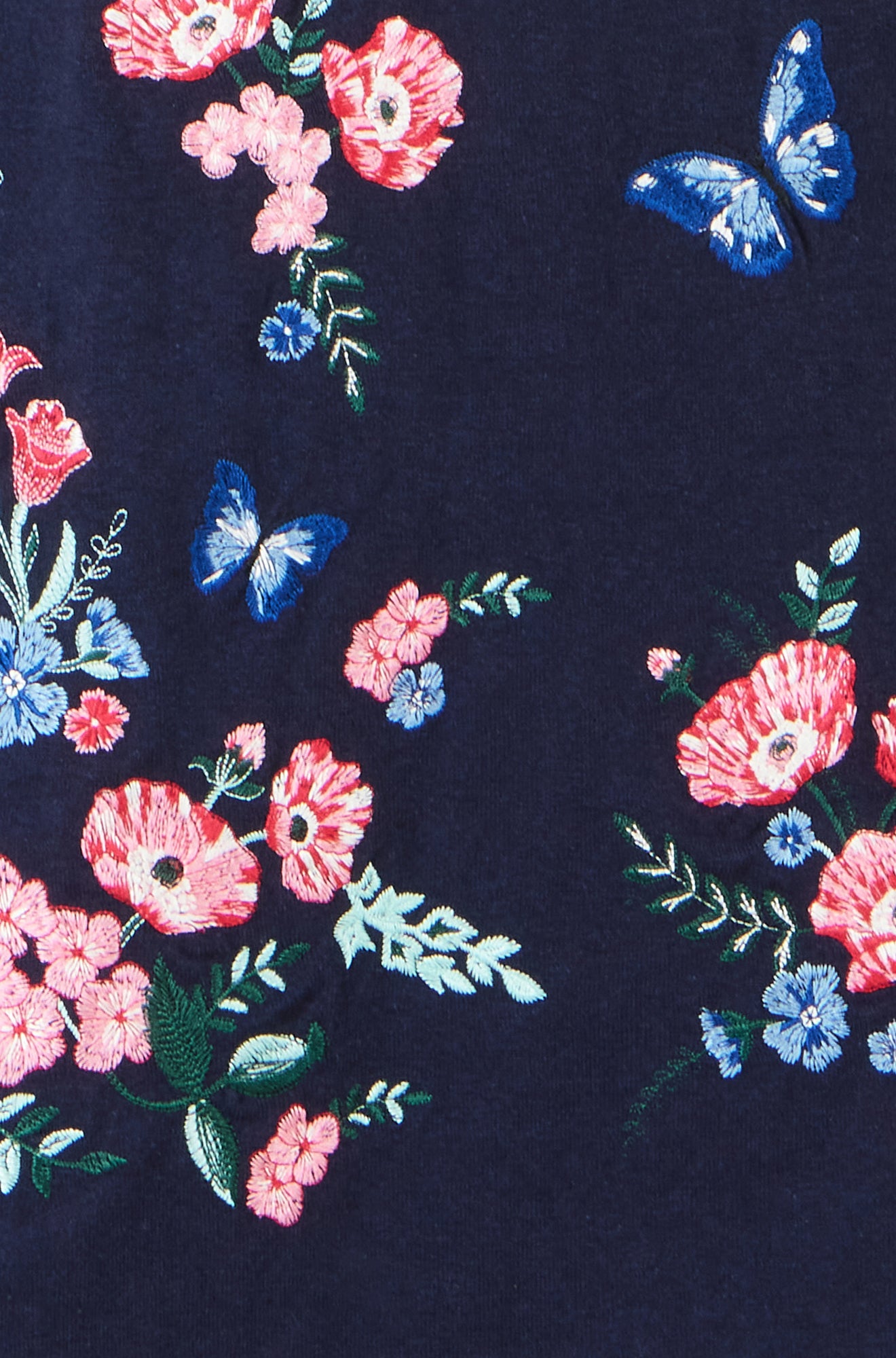 Yumi Navy Embroidered Knitted Floral Tunic Knit Dress Yumi