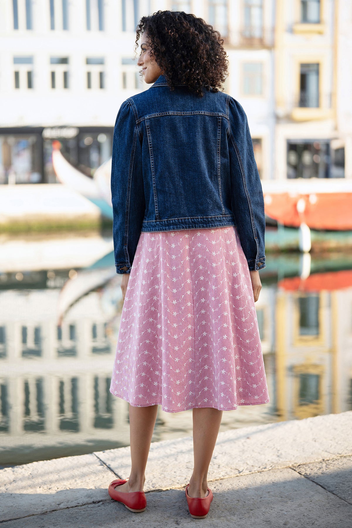 Yumi Blue Stretch Denim Jacket With Pocket Detail Outerwear Yumi