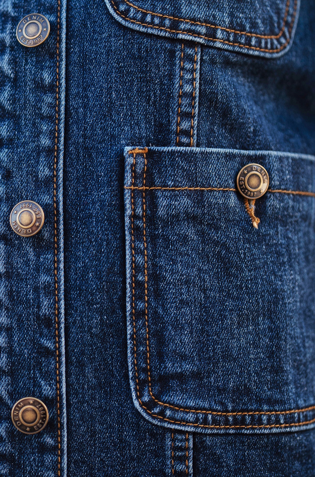 Yumi Blue Stretch Denim Jacket With Pocket Detail Outerwear Yumi